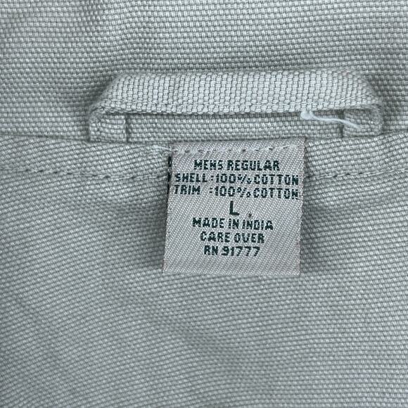 LL BEAN Jacket Mens L Canvas Barn Chore Field Coat Wool Plaid Flannel Lined Gray - Picture 5 of 16